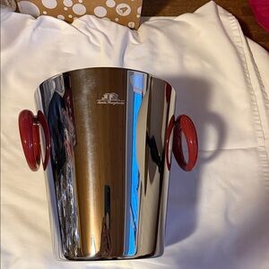 Alessi Silver Wine Cooler with Red Accents
